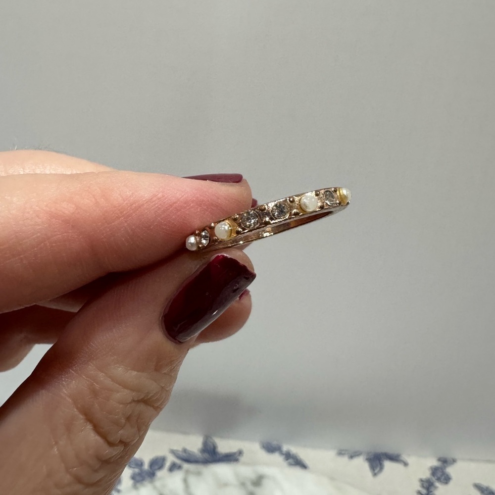 Gold tone and rose gold tone and rhinestone Stacking Ring Set - Picture 3 of 12